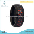 Wedding plated black and red carbon fiber inlay titanium ring for men